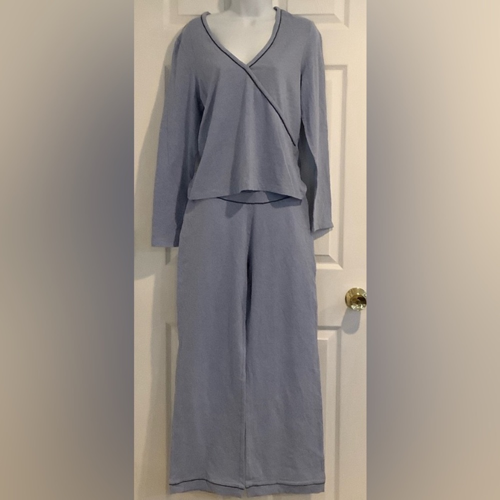 MARKS & SPENCER Mixed Size Soft Blue 2Pc Coastal Grandma Cozy Pajama Set UK 8/14
